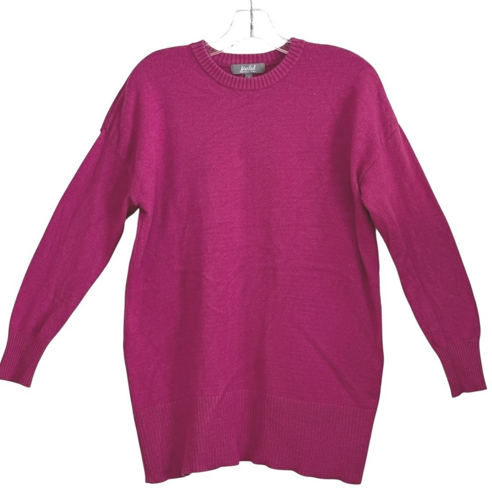 Marled Reunited Clothing Womens Crewneck Sweater Magenta Pink Barbiecore‎ Medium